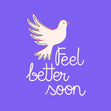 Feel Better Soon White Bird Purple Confetti-exploding Greetings Card