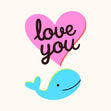 Love You Whale Valentine's Blue Confetti-exploding Greetings Card