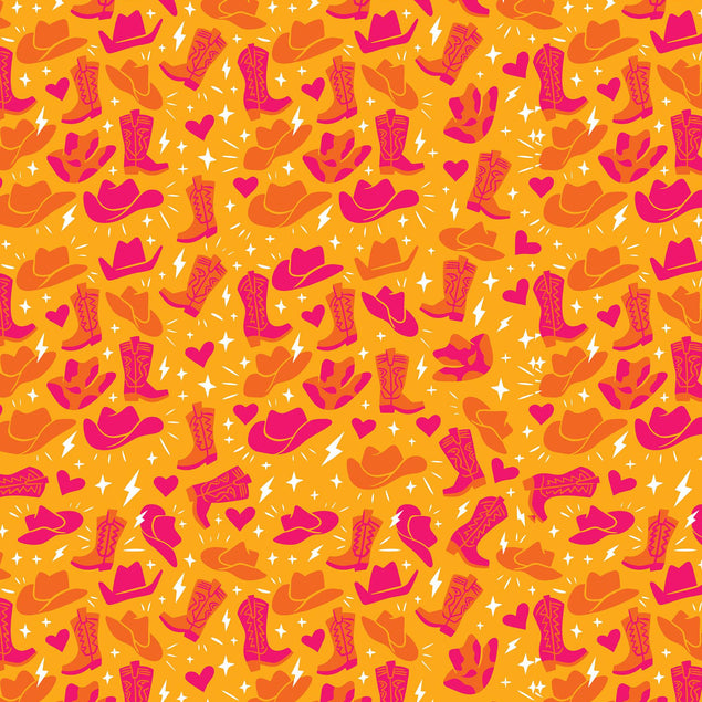 Yellow Illustrated Cowboy Confetti-exploding Greetings Card