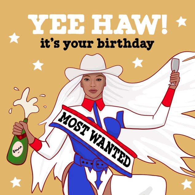 Funny Beyoncé Cowboy Themed Birthday Confetti-exploding Greetings Card