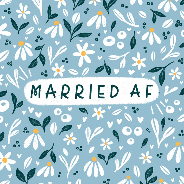 Married AF - Cute Daisies Wedding Confetti-exploding Greetings Card