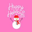 Happy Holidays Snowman Pink Confetti-exploding Greetings Card