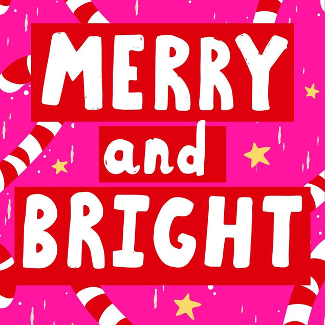 Merry and Bright - Candy Cane Design Christmas Confetti-exploding Greetings Card