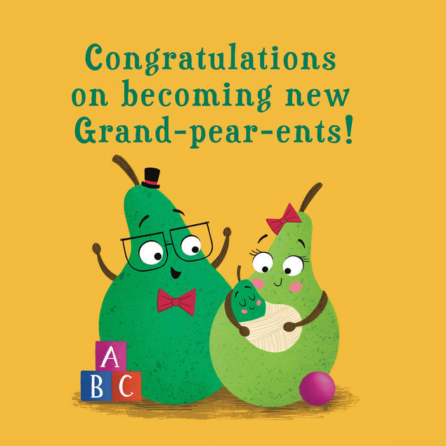 New Grand-Pear-Ents Funny Pears Congratulations Confetti-exploding Greetings Card