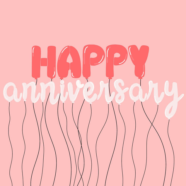 Happy Anniversary Pink Balloons Confetti-exploding Greetings Card