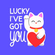 Lucky I've Got You Cute Cat Blue Confetti-exploding Greetings Card