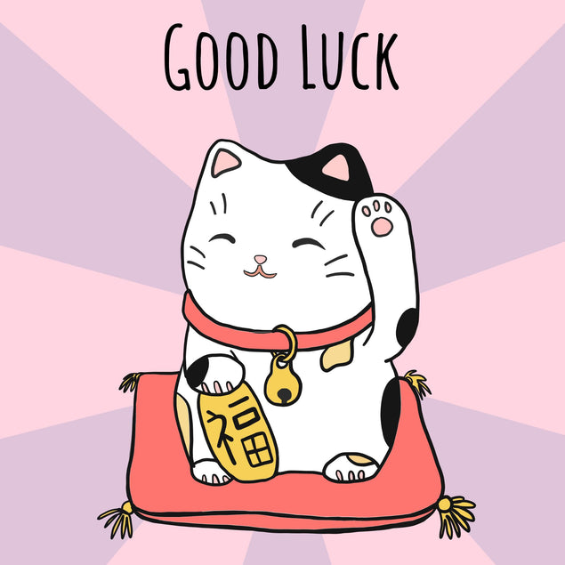 Good Luck Lucky Cat Confetti-exploding Greetings Card