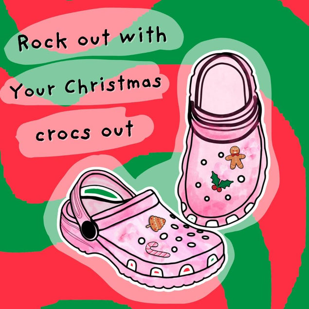Crocs Croc charms Pretty Colourful Christmas for kids for daughter for mum for him for her for croc fans for christmas gift Confetti-exploding Greetings Card