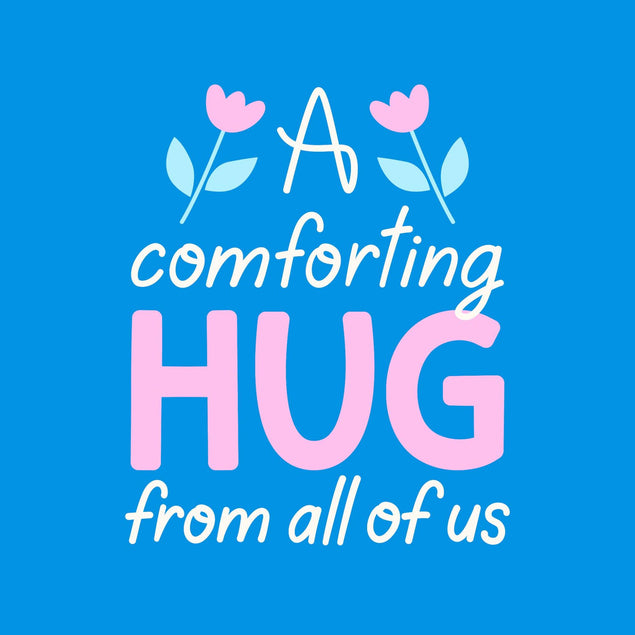 A Comforting Hug From All Of Us Blue Confetti-exploding Greetings Card