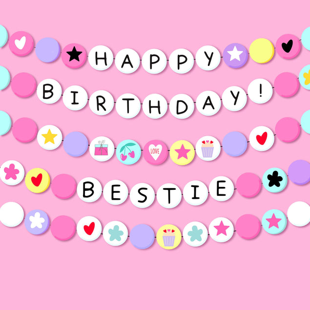 Happy Birthday Bestie Cute Pink Confetti-exploding Greetings Card