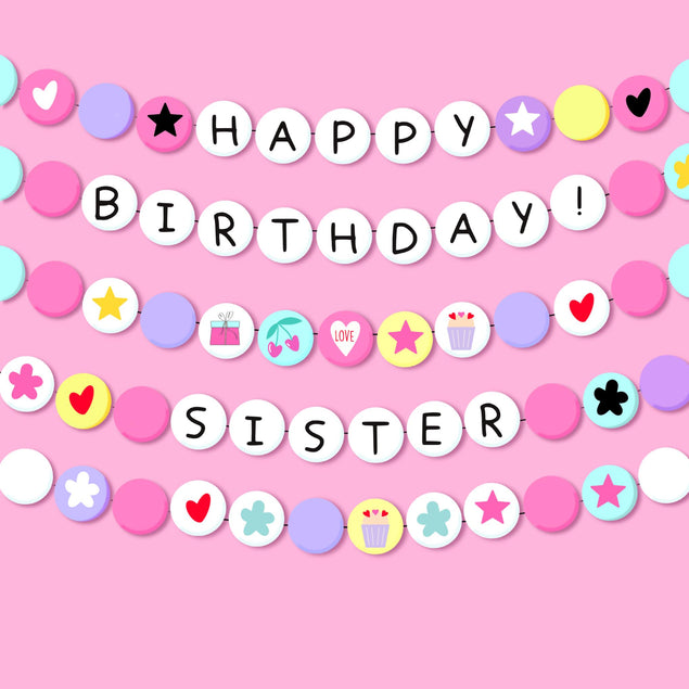 Happy Birthday Sister Cute Pink Confetti-exploding Greetings Card