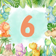 6th Birthday Cute Baby Dinosaurs Confetti-exploding Greetings Card