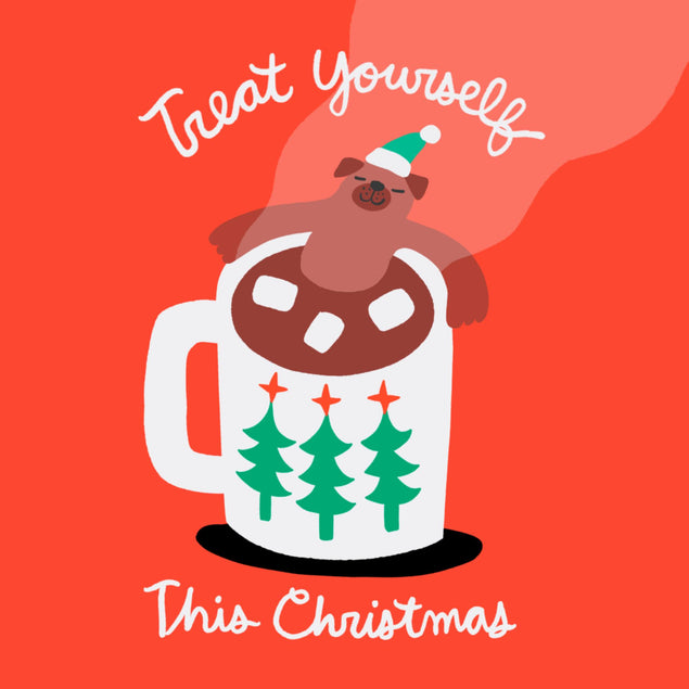 Treat Yourself Hot Cocoa Christmas Confetti-exploding Greetings Card