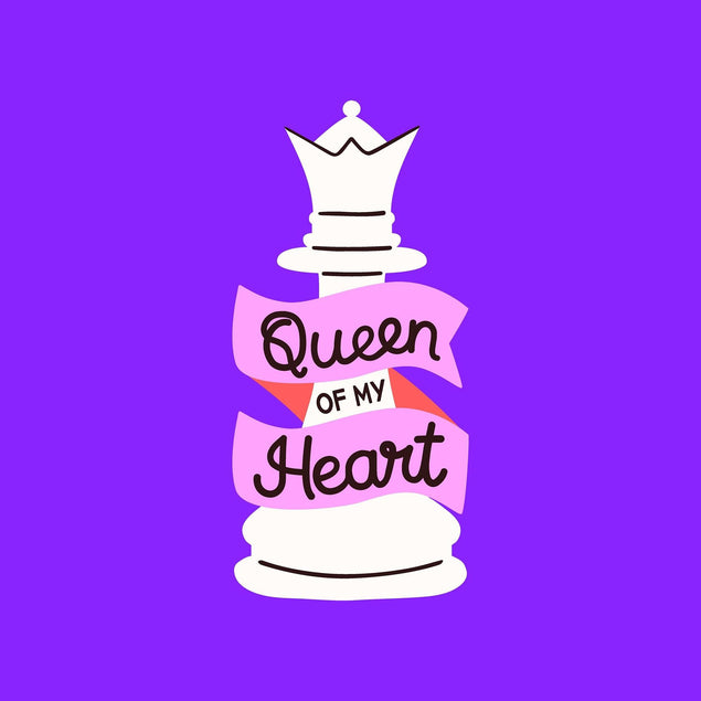 Queen Of My Heart Chess Valentine's Purple Confetti-exploding Greetings Card