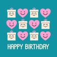 Happy Birthday Hearts And Presents Turquoise Confetti-exploding Greetings Card