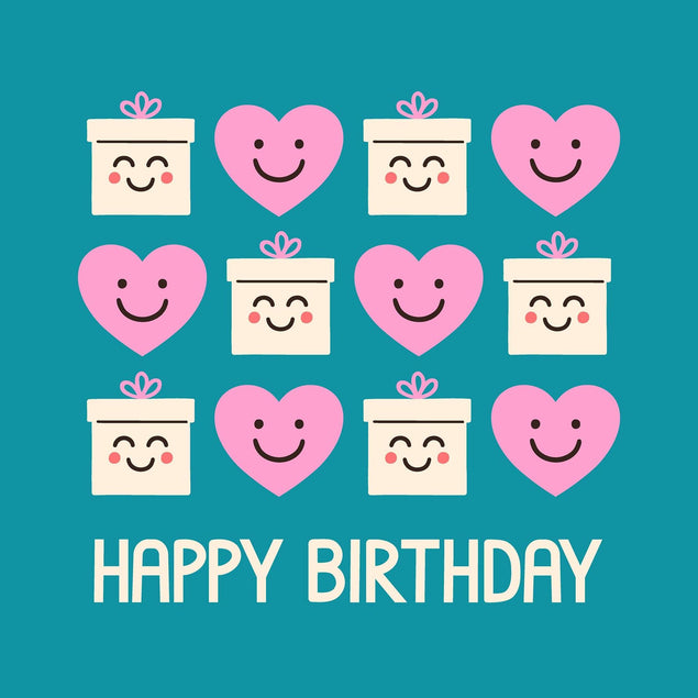 Happy Birthday Hearts And Presents Turquoise Confetti-exploding Greetings Card