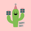 Happy Day! Birthday Cactus Pink Confetti-exploding Greetings Card