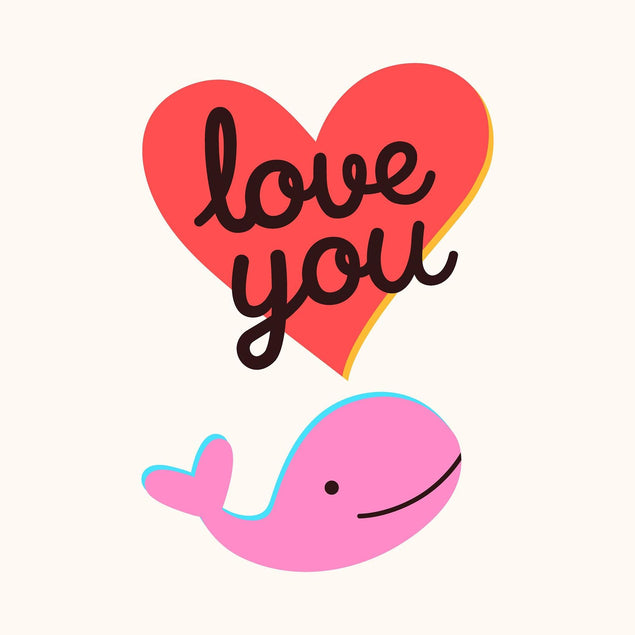 Love You Cute Pink Whale Confetti-exploding Greetings Card