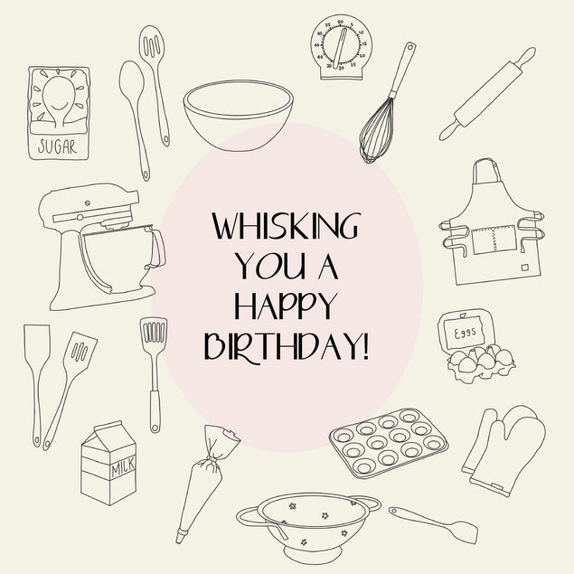 Cooking Utensils Whisking You A Happy Birthday Confetti-exploding Greetings Card