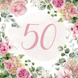 50th Birthday Pink Flowers Confetti-exploding Greetings Card