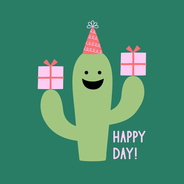 Birthday Cactus Green Confetti-exploding Greetings Card