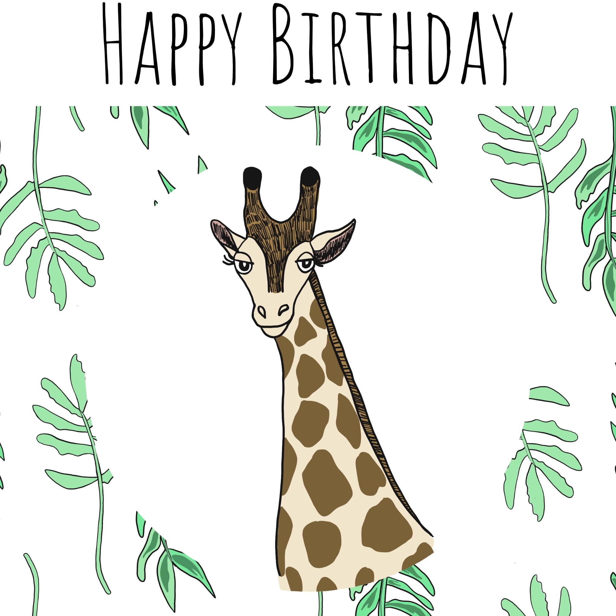 Giraffe Leaves Pattern Birthday Confetti-exploding Greetings Card – Boomf