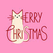 Merry Christmas Cat Pink Confetti-exploding Greetings Card
