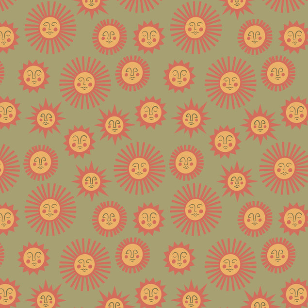 Orange Illustrated Suns Confetti-exploding Greetings Card