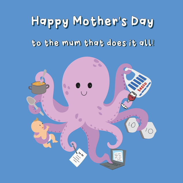 Mum That Does It All - Cute Octopus Mother's Day Confetti-exploding Greetings Card