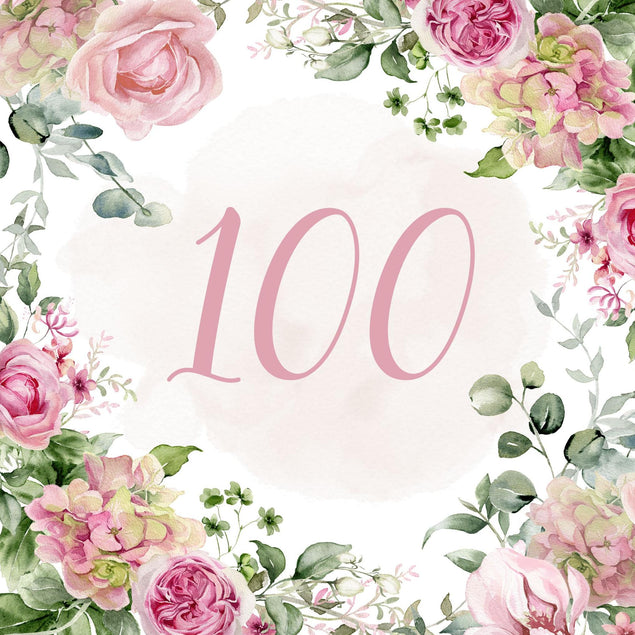 100th Birthday Pink Flowers Confetti-exploding Greetings Card
