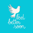 Feel Better Soon White Bird Blue Confetti-exploding Greetings Card