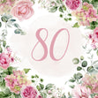 80th Birthday Pink Flowers Confetti-exploding Greetings Card