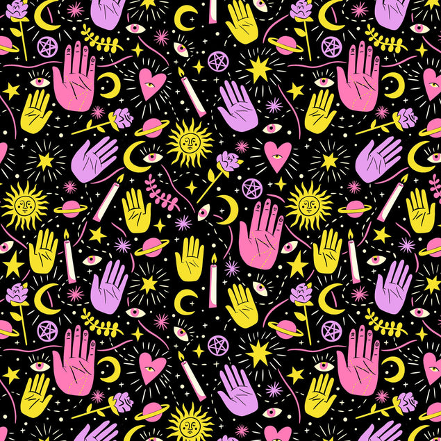 Black Illustrated Magical Confetti-exploding Greetings Card