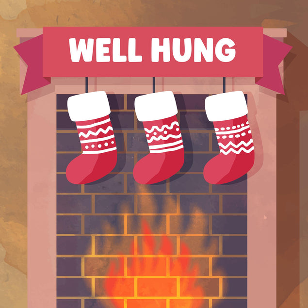 Cheeky Christmas card for husband or boyfriend - Well Hung Confetti-exploding Greetings Card