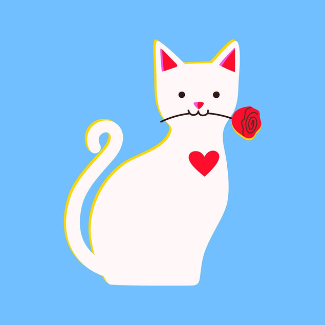 Romantic Cat With A Rose Confetti-exploding Greetings Card