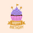 Happy Birthday Purple Cupcake Confetti-exploding Greetings Card