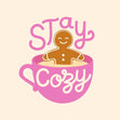 Stay Cosy Gingerbread Pink Confetti-exploding Greetings Card