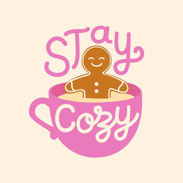 Stay Cosy Gingerbread Pink Confetti-exploding Greetings Card