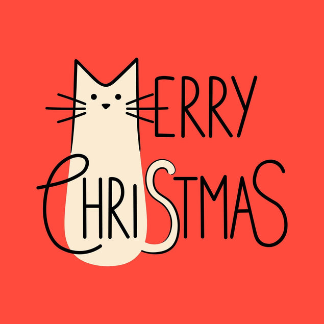 Merry Christmas Cat Red Confetti-exploding Greetings Card