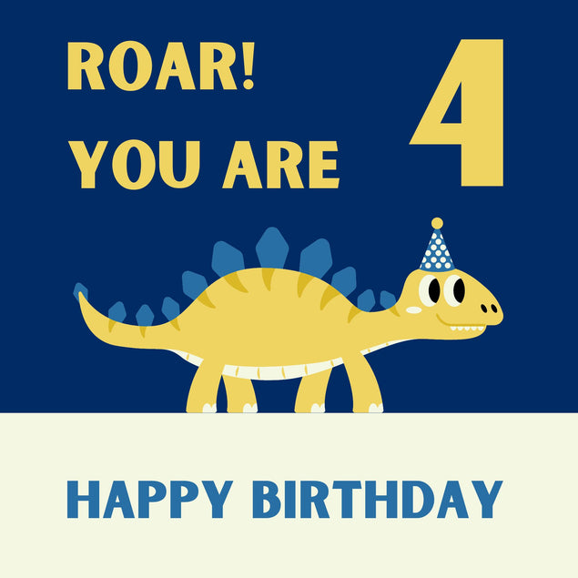 Roar! You Are 4 Birthday Confetti-exploding Greetings Card