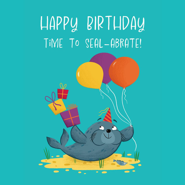 Cute Seal Birthday Confetti-exploding Greetings Card