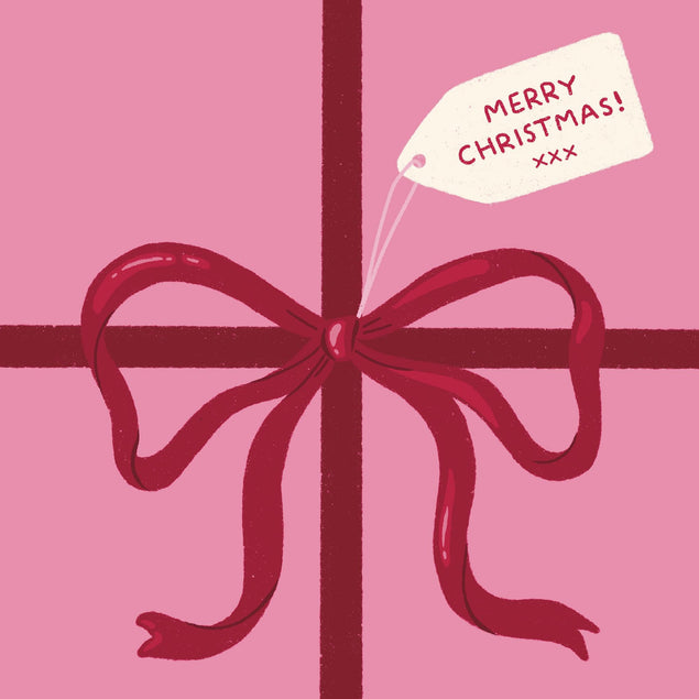 Cute Red Present Ribbon Christmas Confetti-exploding Greetings Card