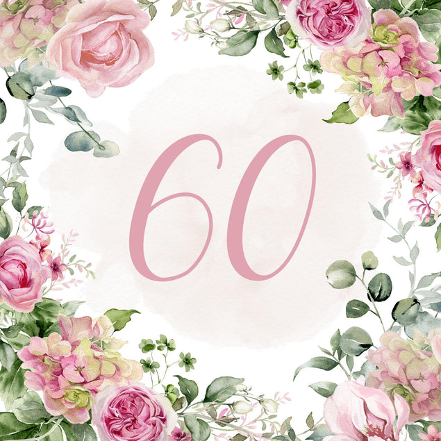 60th Birthday Pink Flowers Confetti-exploding Greetings Card