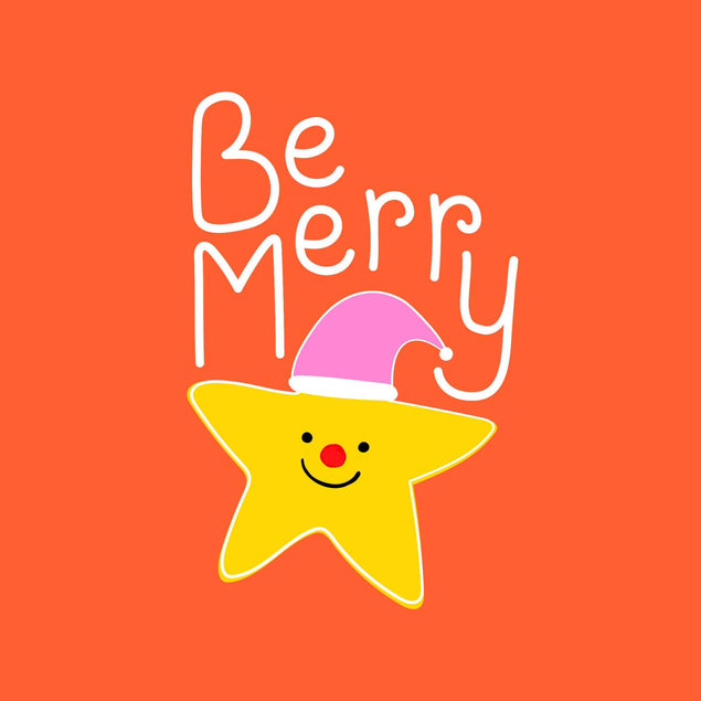 Be Merry Cute Christmas Star Orange Confetti-exploding Greetings Card