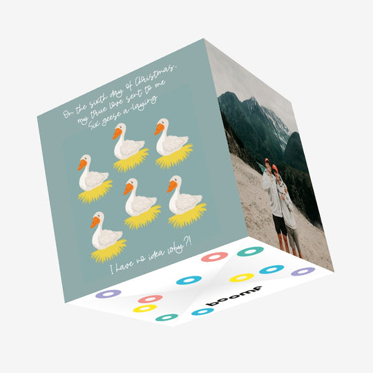 6 Geese A-laying 12 Days Of Christmas Confetti-exploding Greetings Card