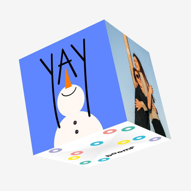 Yay Snowman Blue Christmas Confetti-exploding Greetings Card
