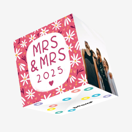 Mrs & Mrs 2025 LGBTQI+ Wedding Confetti-exploding Greetings Card