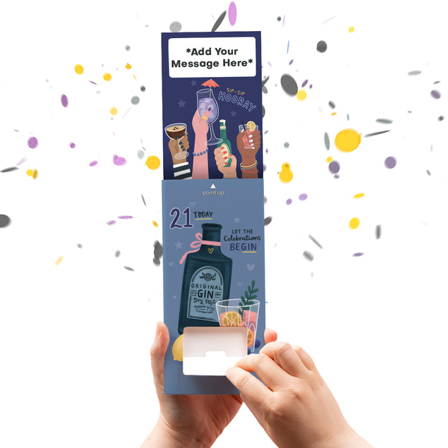 21st Birthday Cannon Confetti Shooter Card