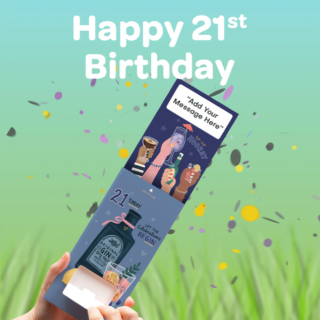 21st Birthday Cannon Confetti Shooter Card