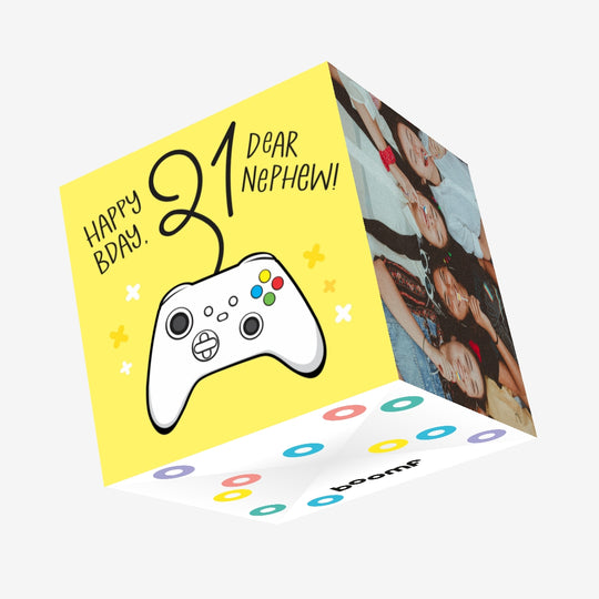 Gaming Happy 21st Birthday Nephew Confetti-exploding Greetings Card
